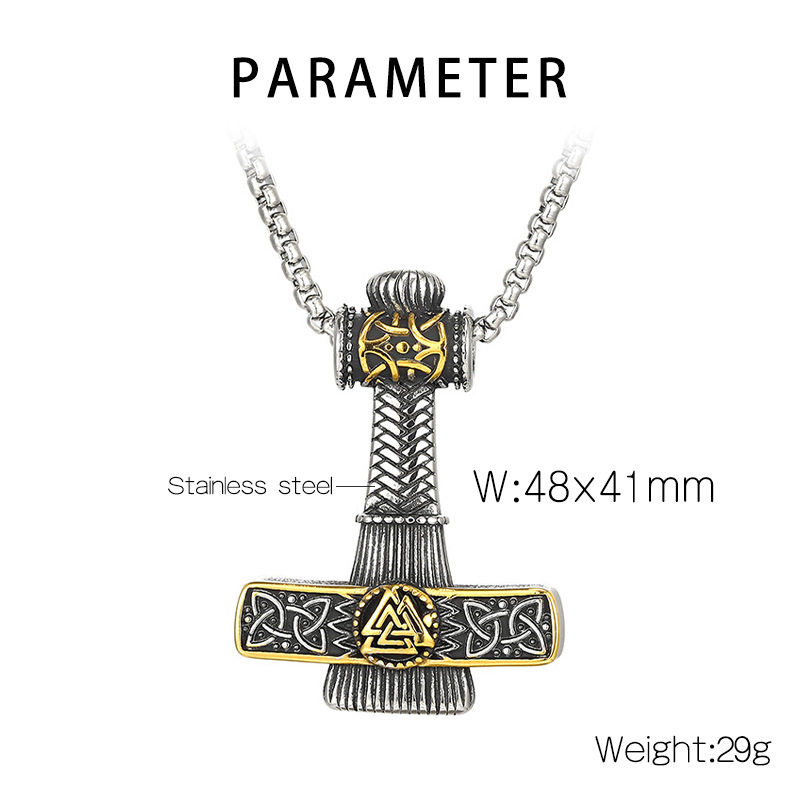 steel color and gold pendant KP130624-TLX