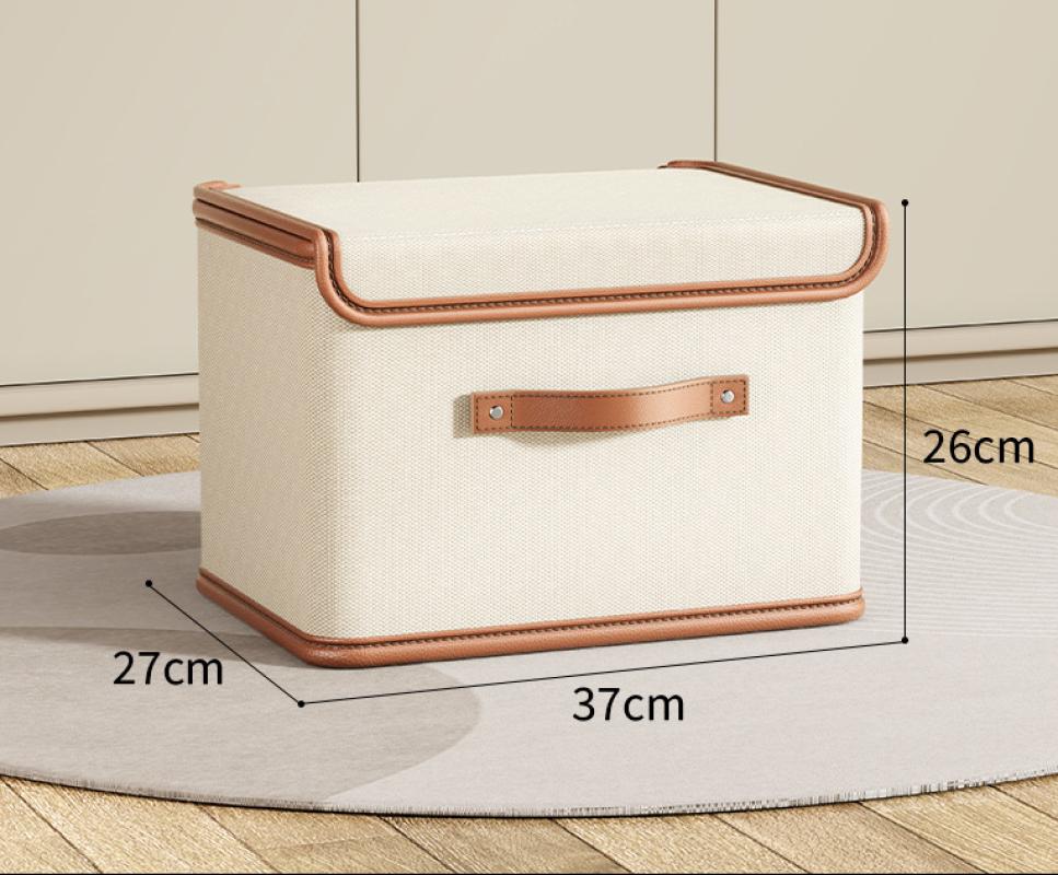 Beige one-piece cover storage box No. 37*27*26cm