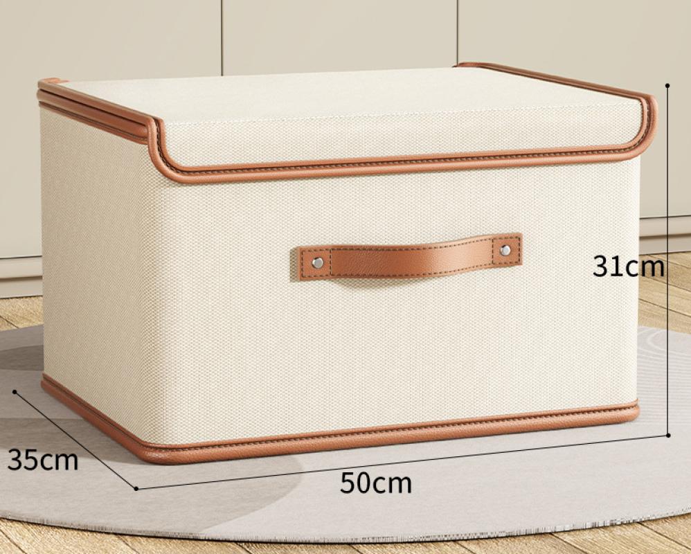 Beige one-piece lid storage box extra large 50*35*31cm