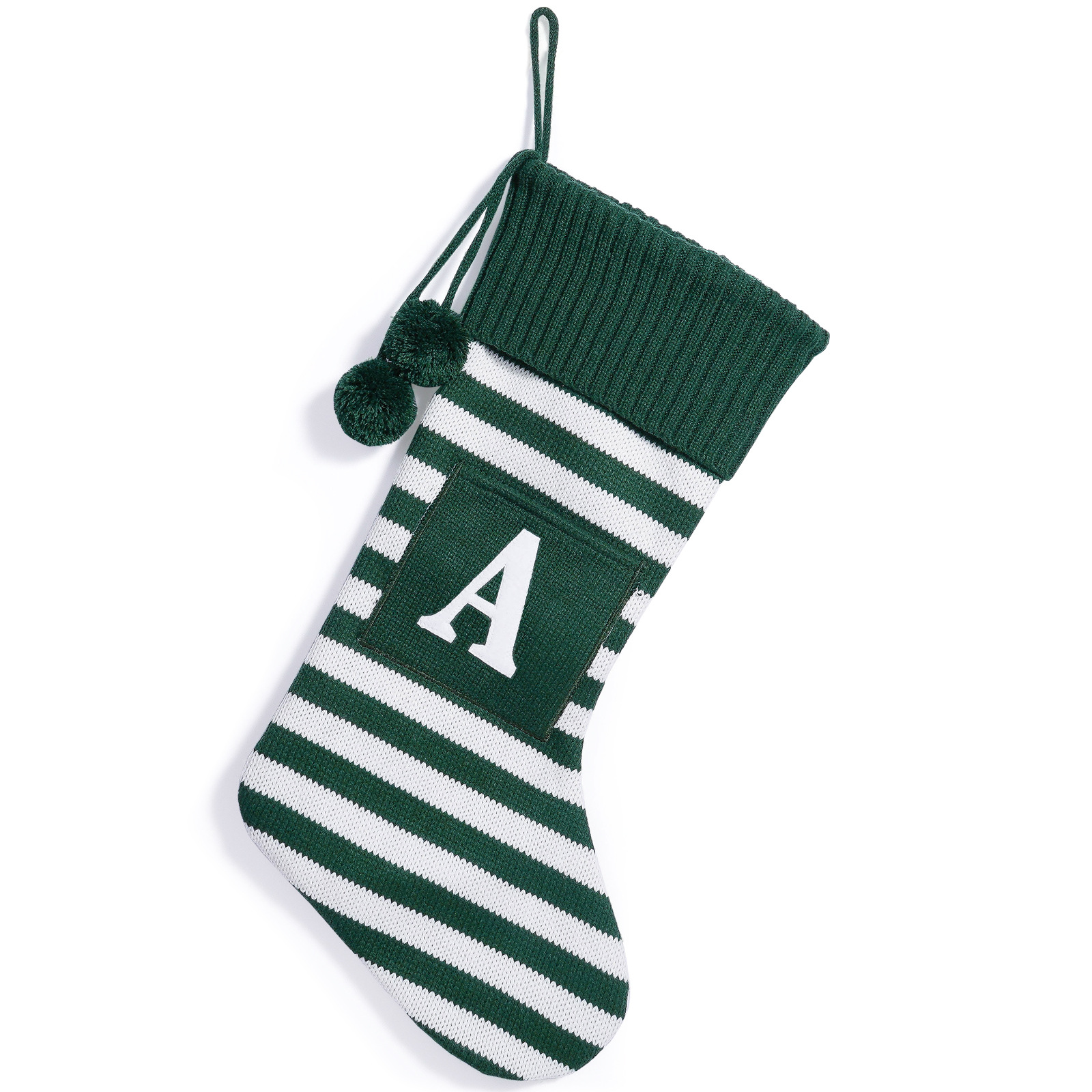 Green and white striped letter A