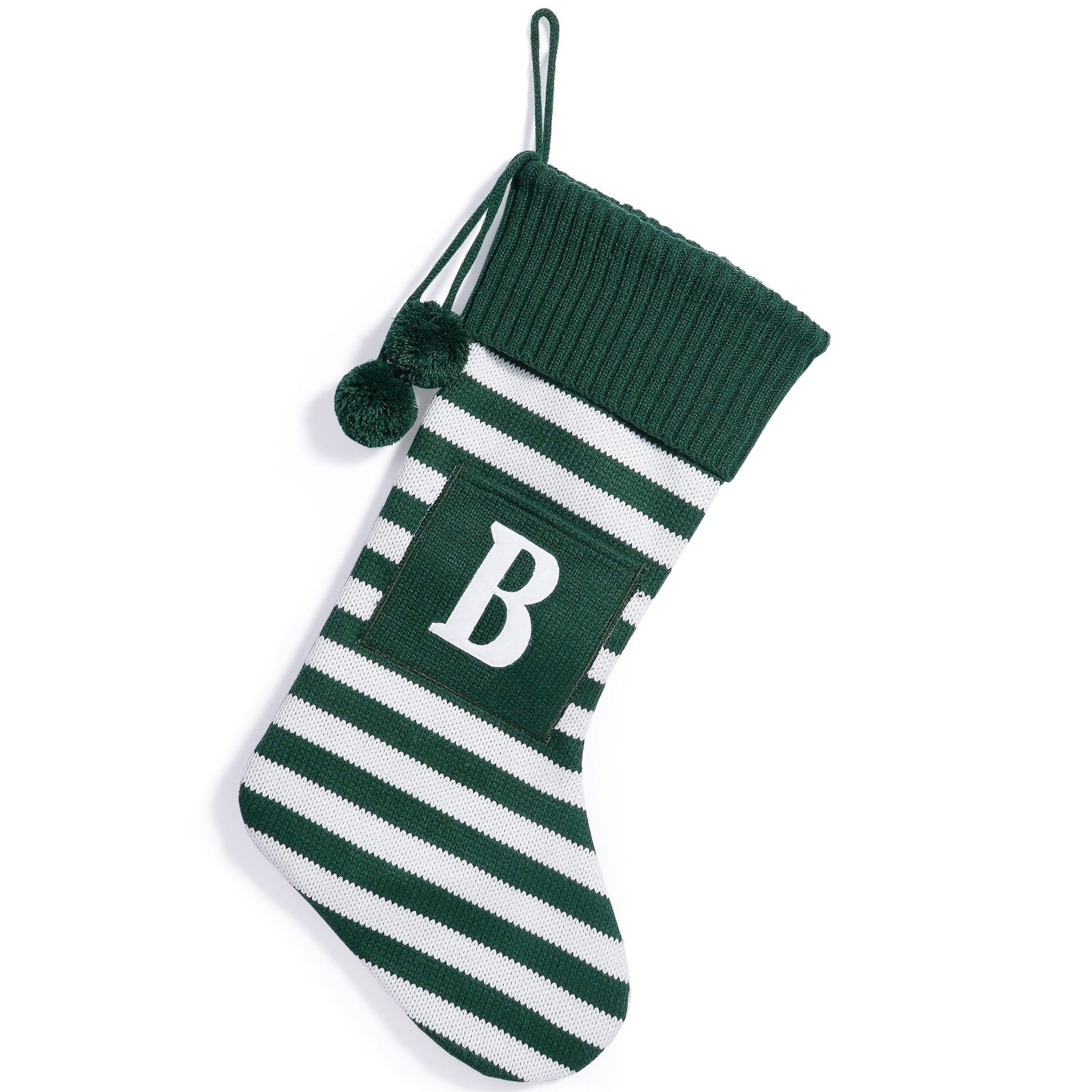 Green and white striped letter B