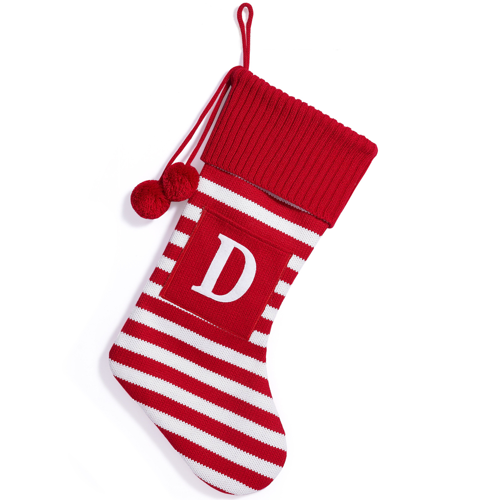 Red and white striped letter D