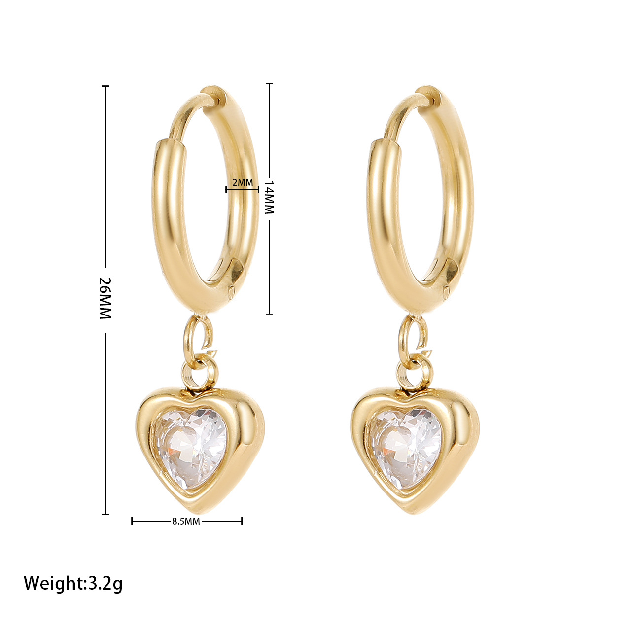 1:Earrings - Gold white zircon