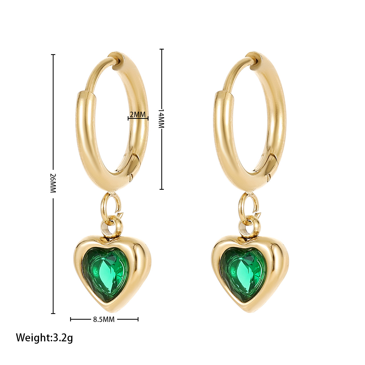 Earrings - Gold green zircon