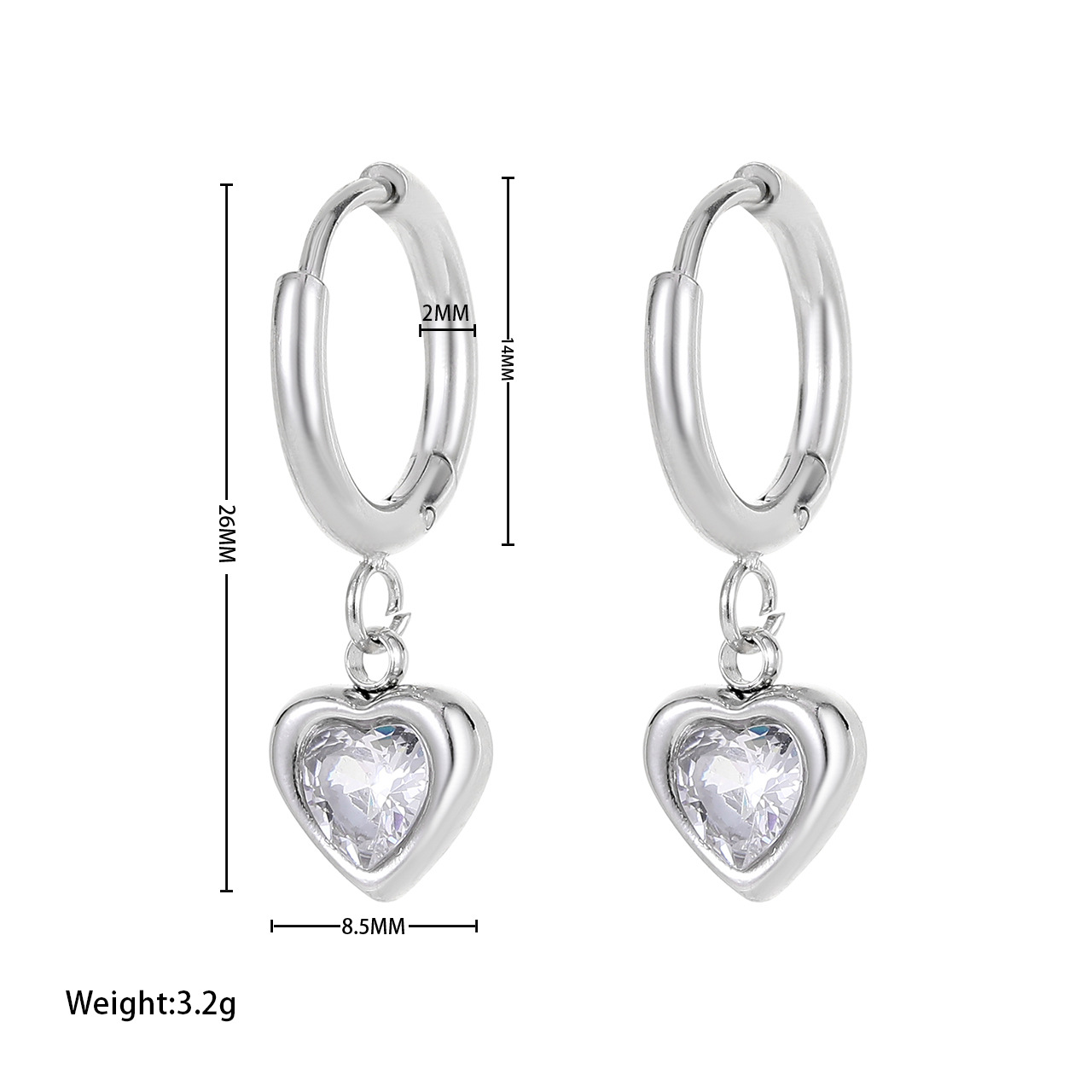 Earrings - Platinum colour clear zircon