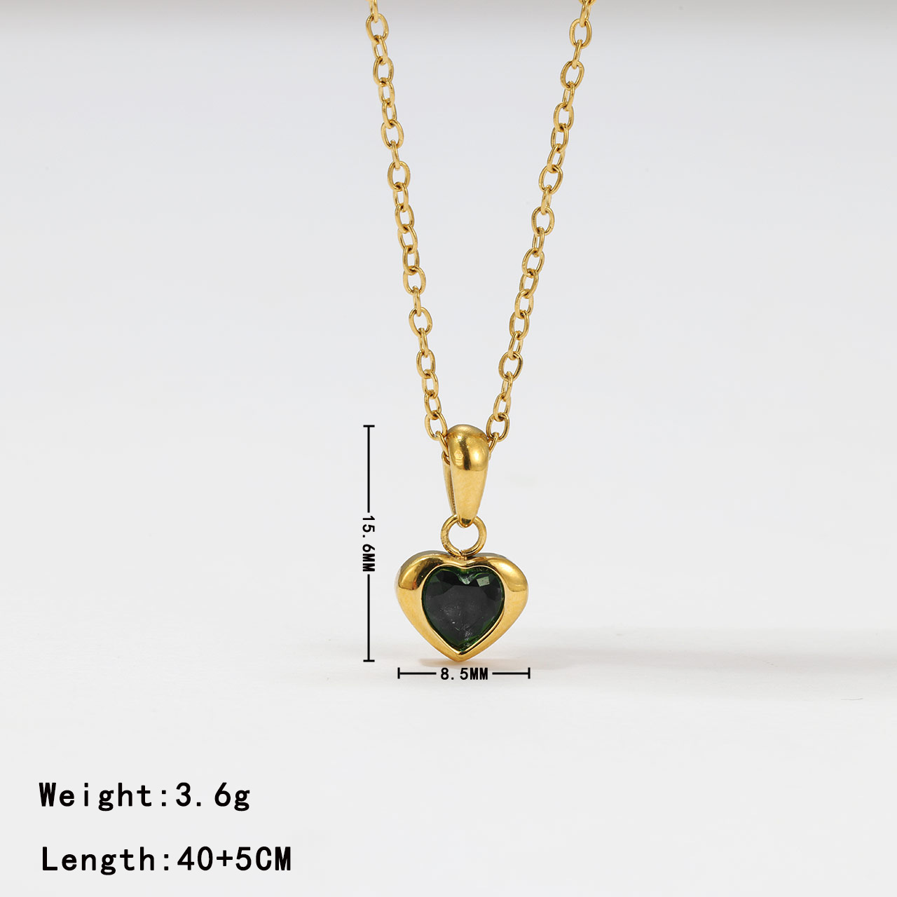 Necklace - Gold green zircon