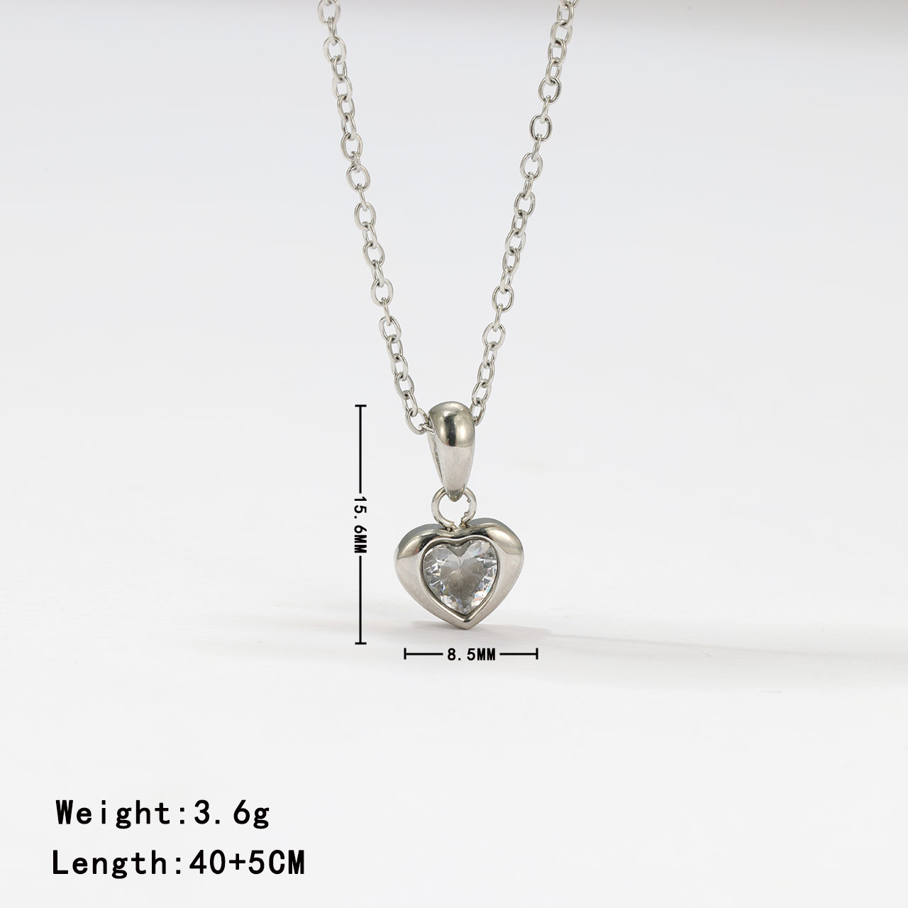 Necklace - Platinum colour clear zircon
