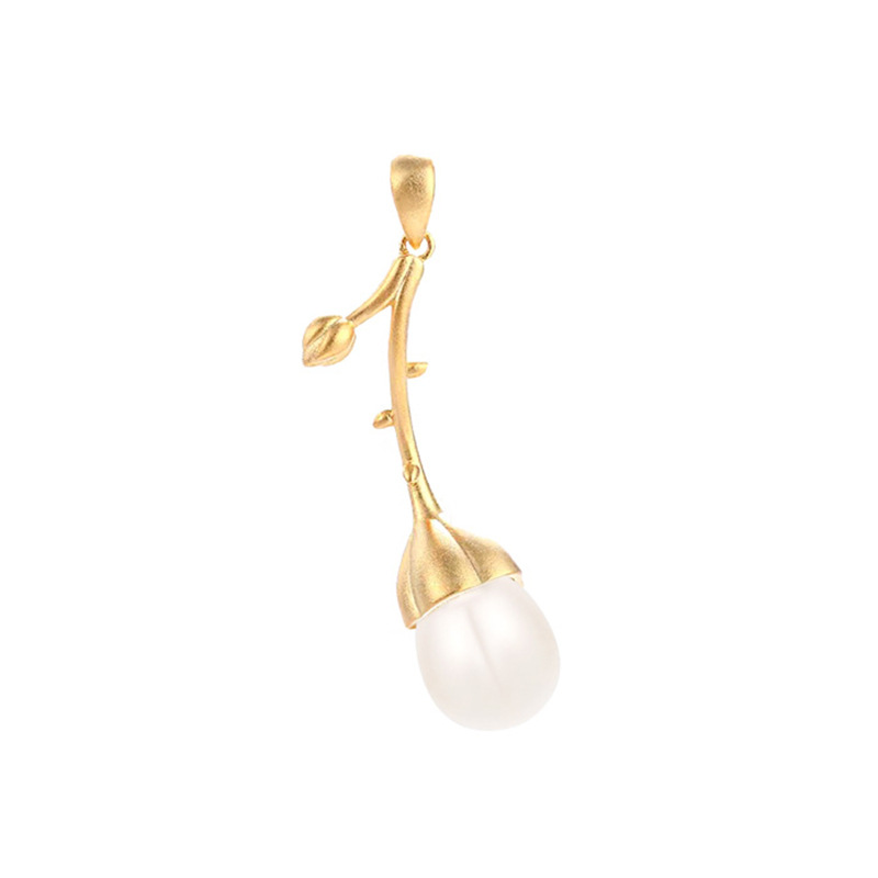 Pendant - Yellow Gold - Pearl -39.5mm