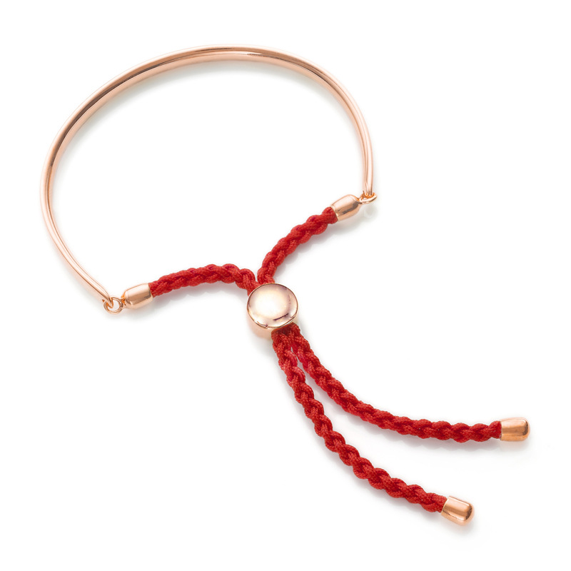 Rose gold + red rope