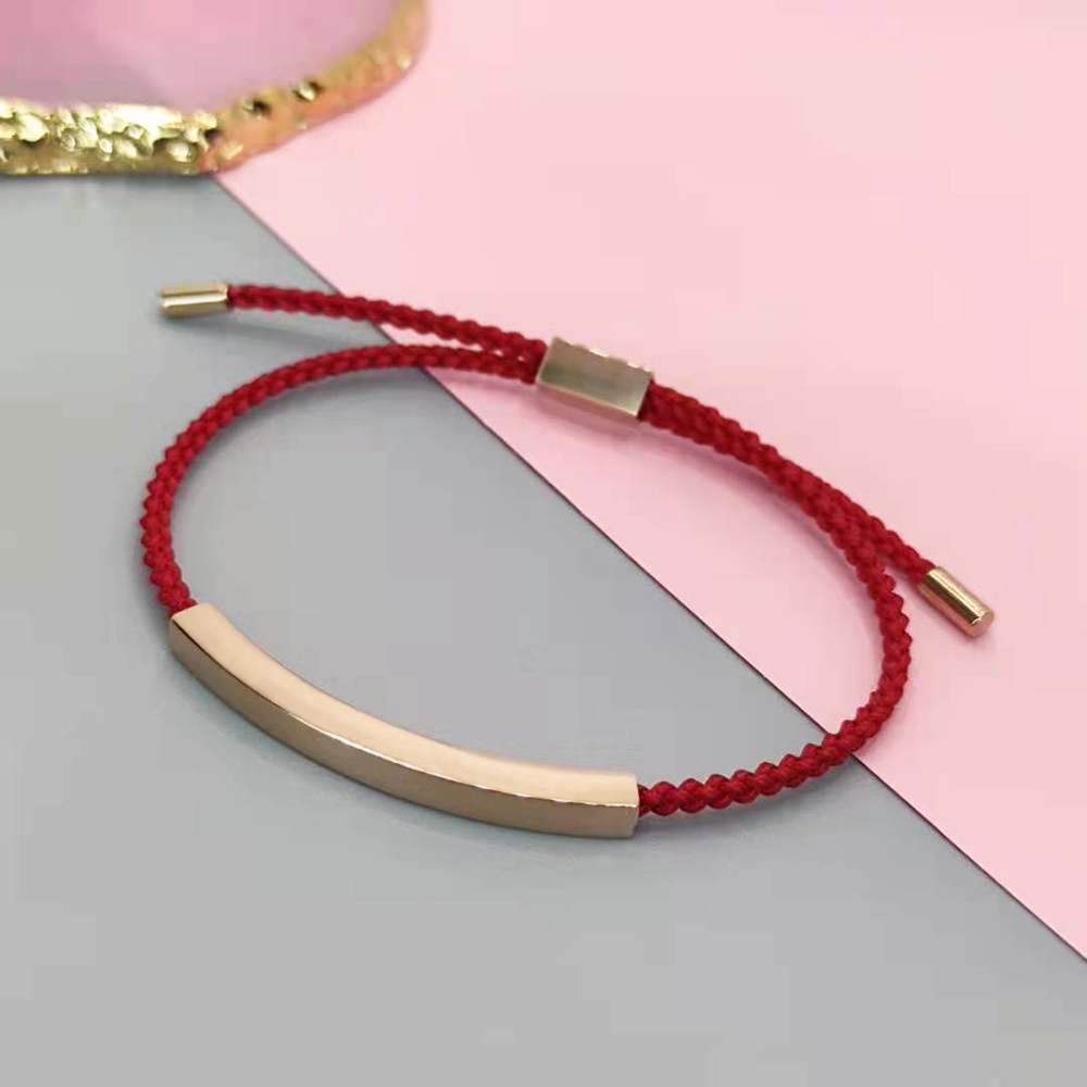 Rose gold   wine red rope