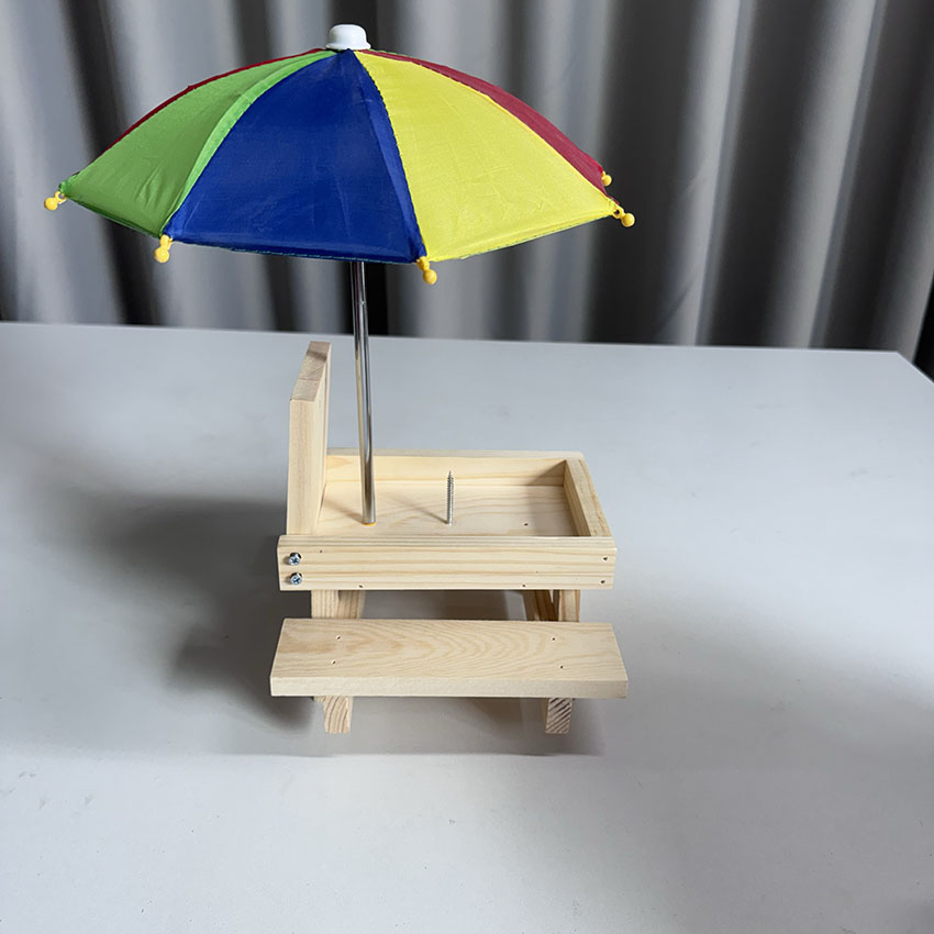 Raw wood color lengthened pole umbrella square board