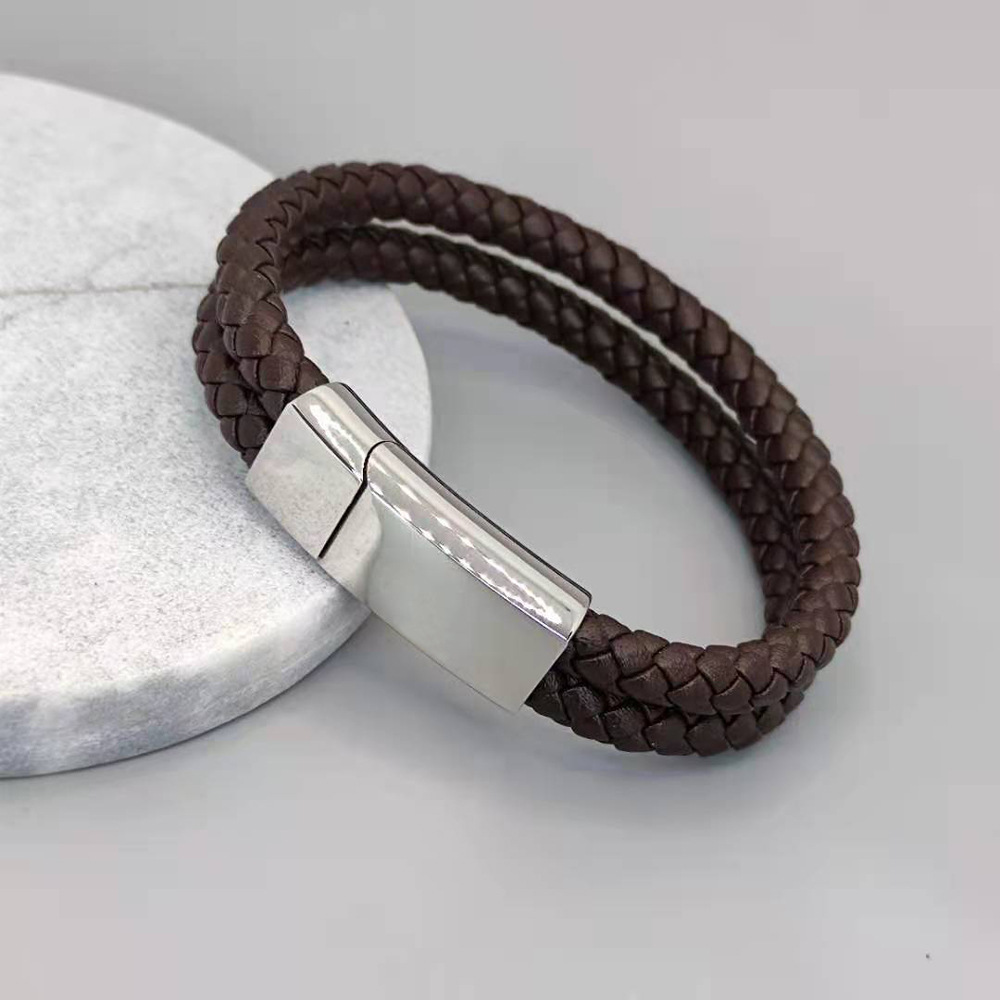 Steel buckle brown leather