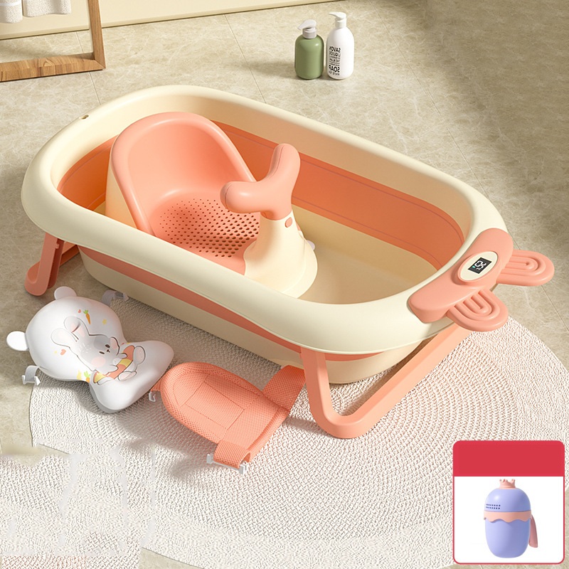 [touch screen temperature sensing] Cherry blossom powder   bath stool   rabbit suspension pad   bath net   bath cup