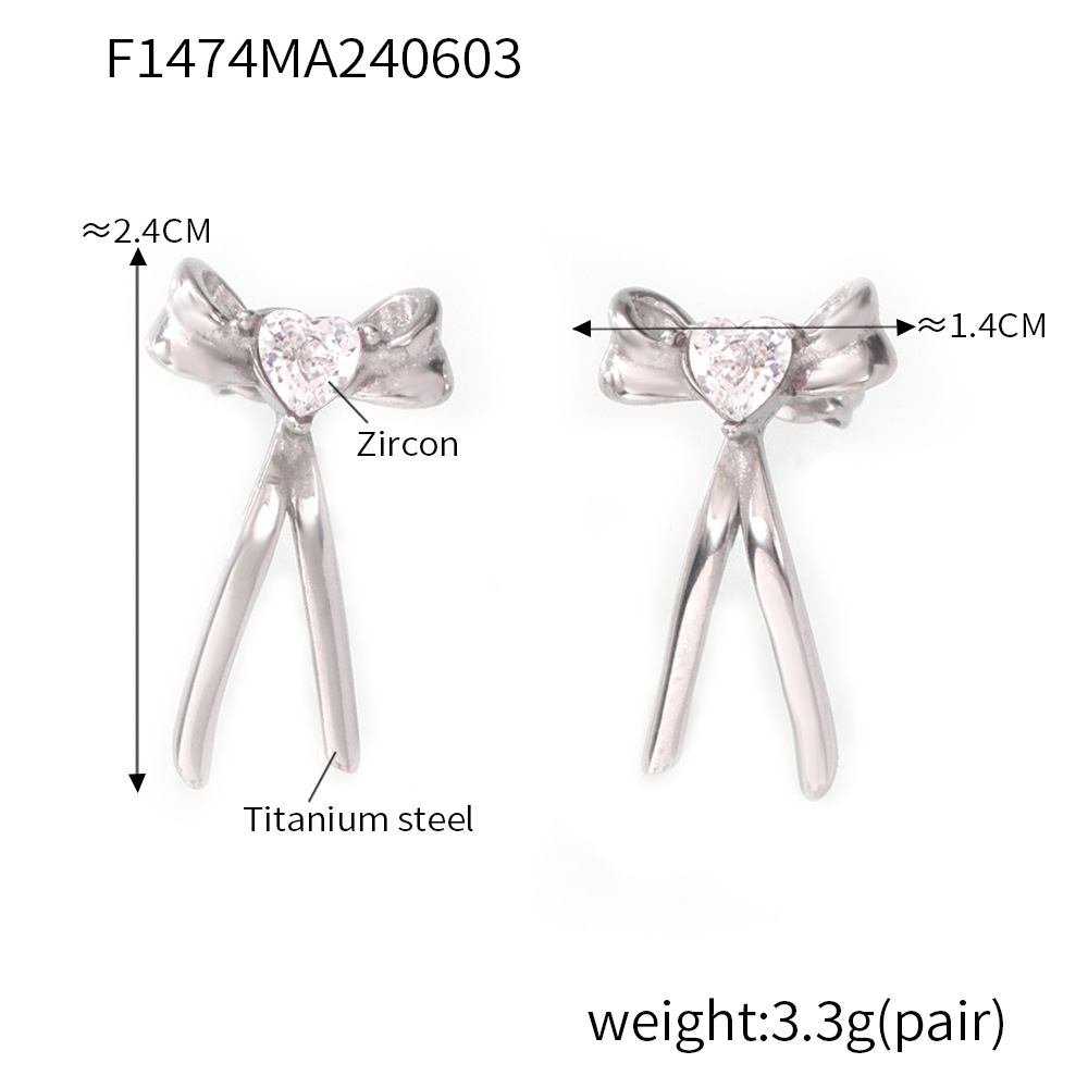 1:Steel white zirconium earrings