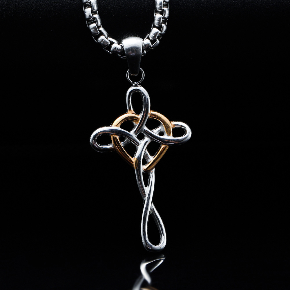 2:sliver and gold Pendant   steel 3.0 square pearl chain