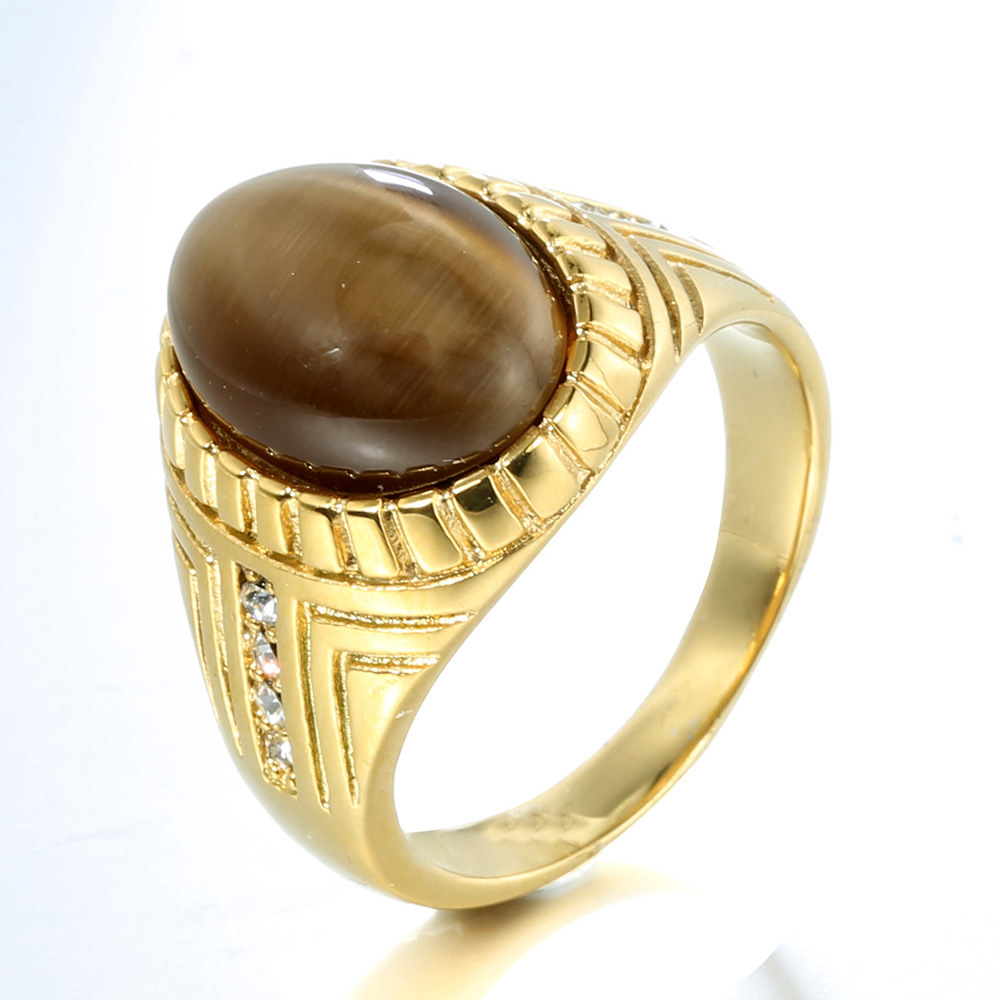Tiger's eye stone with gold bottom