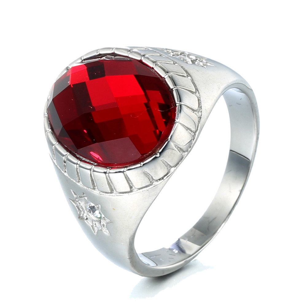 1:Red gemstone with steel background