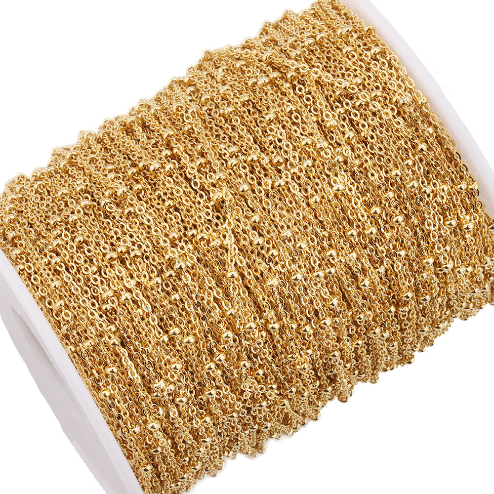 18K gold, chain width 2.0 mm-beads 2.8 mm