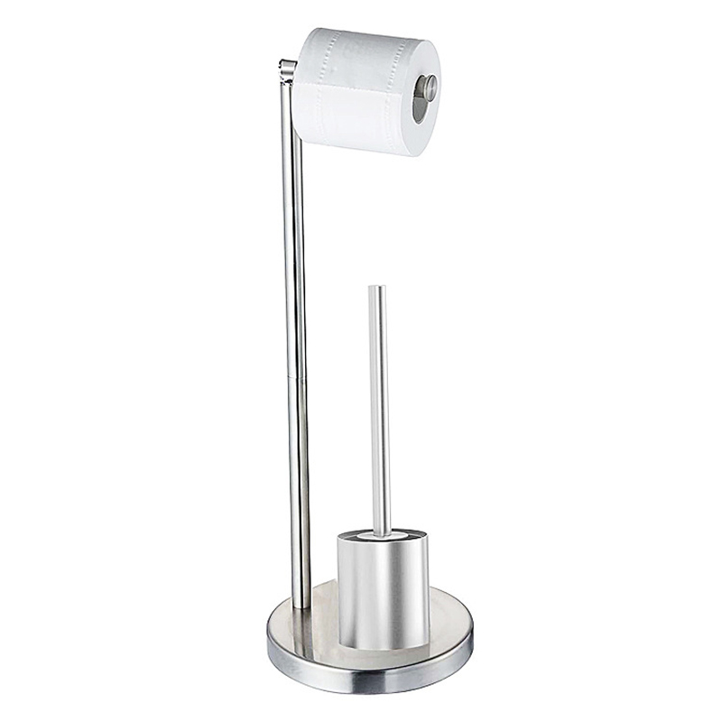 Brushed stainless steel with toilet brush-205x565mm