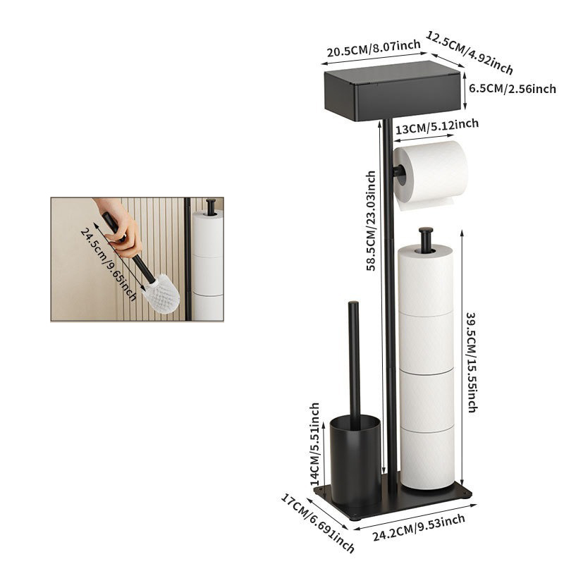 Double pole extension with box and toilet brush