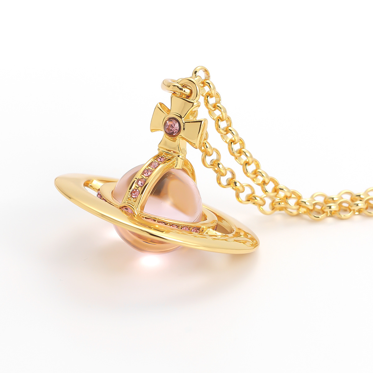 Large pink - gold plated