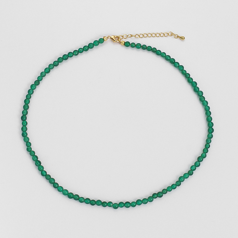 4mm green agate necklace