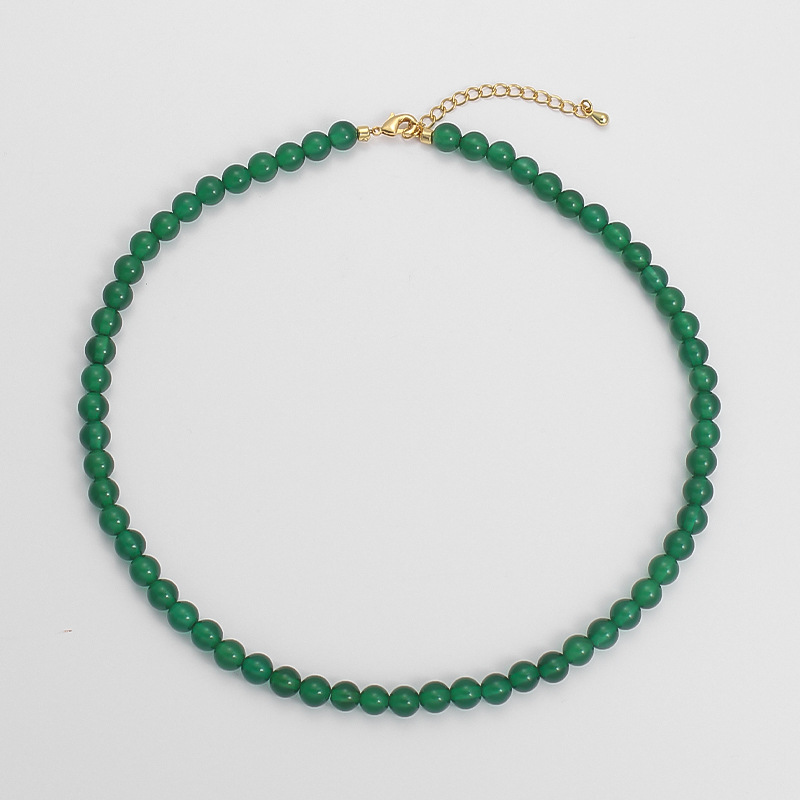 6mm green agate necklace