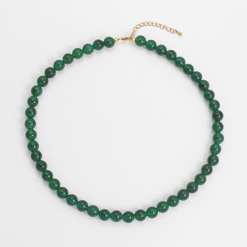 8mm green agate necklace
