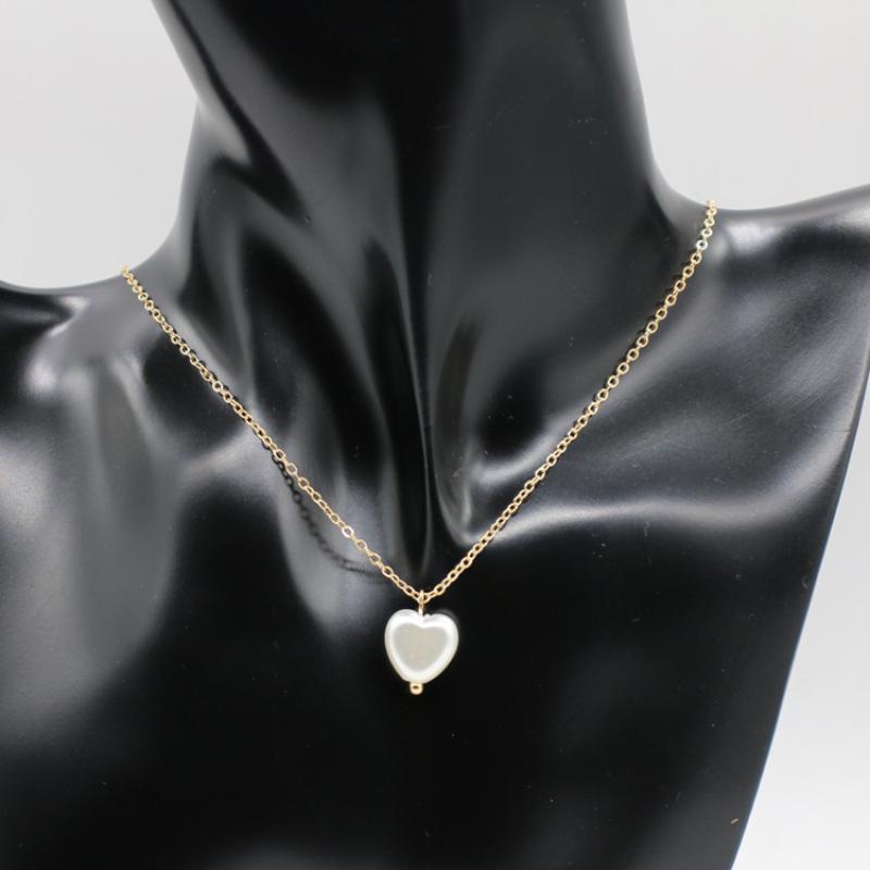 Gold chain   white heart