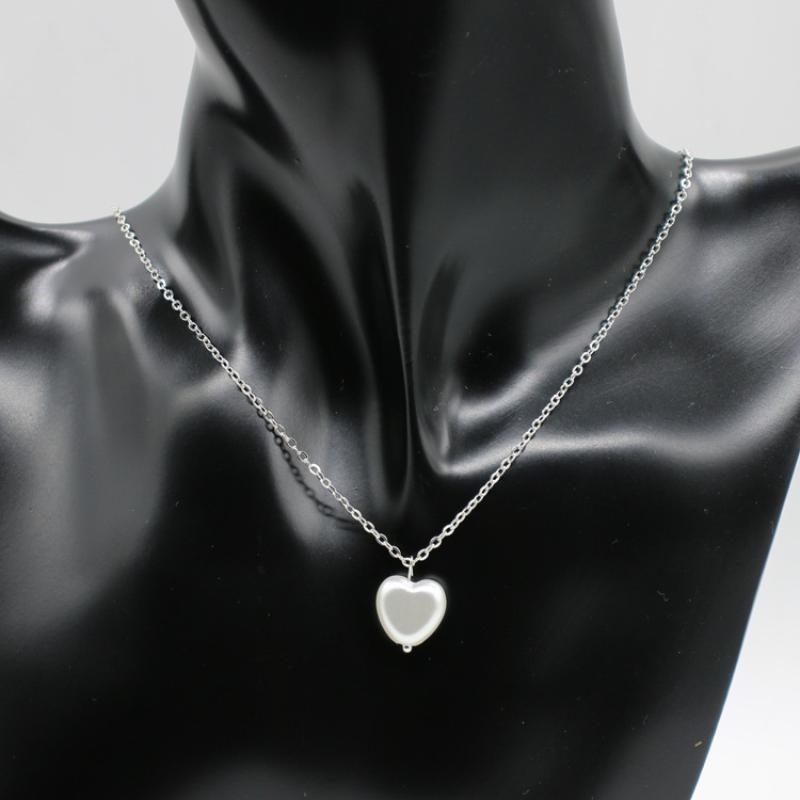 Silver chain   white heart