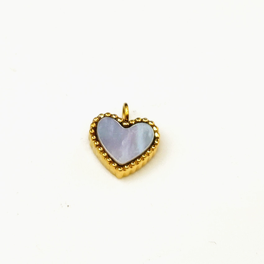18K Gold and white Heart pendant -10mm