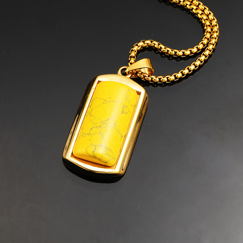 Yellow pine stone necklace