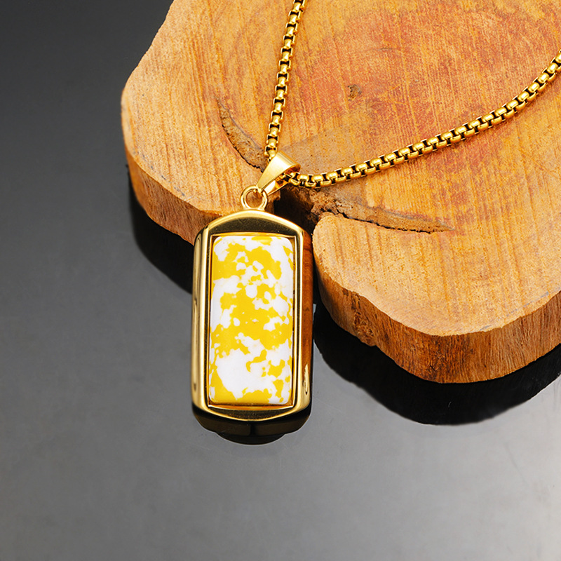 6:Yellow and white turquoise pendant
