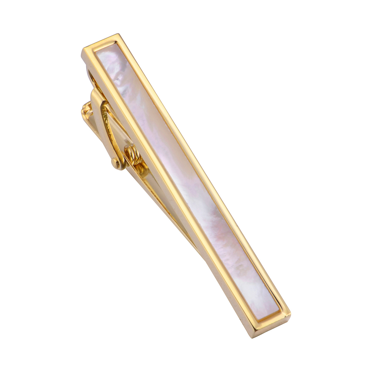 K Gold Pearl Shell tie clip