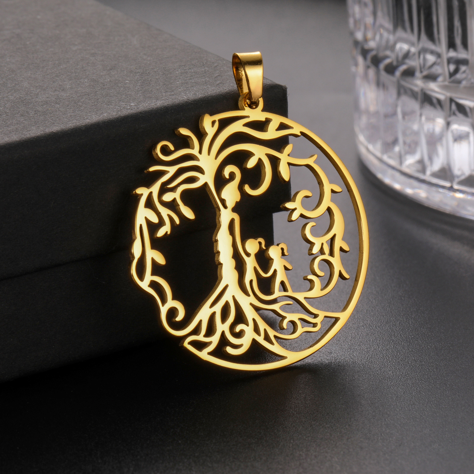 Golden - Mother Life Tree Two Girls Pendant