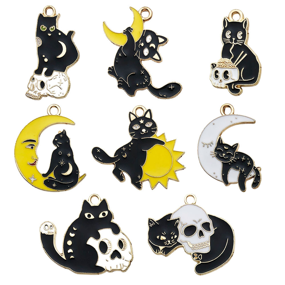 Mix 8 dripping Halloween skeleton cats - one for each of the 8