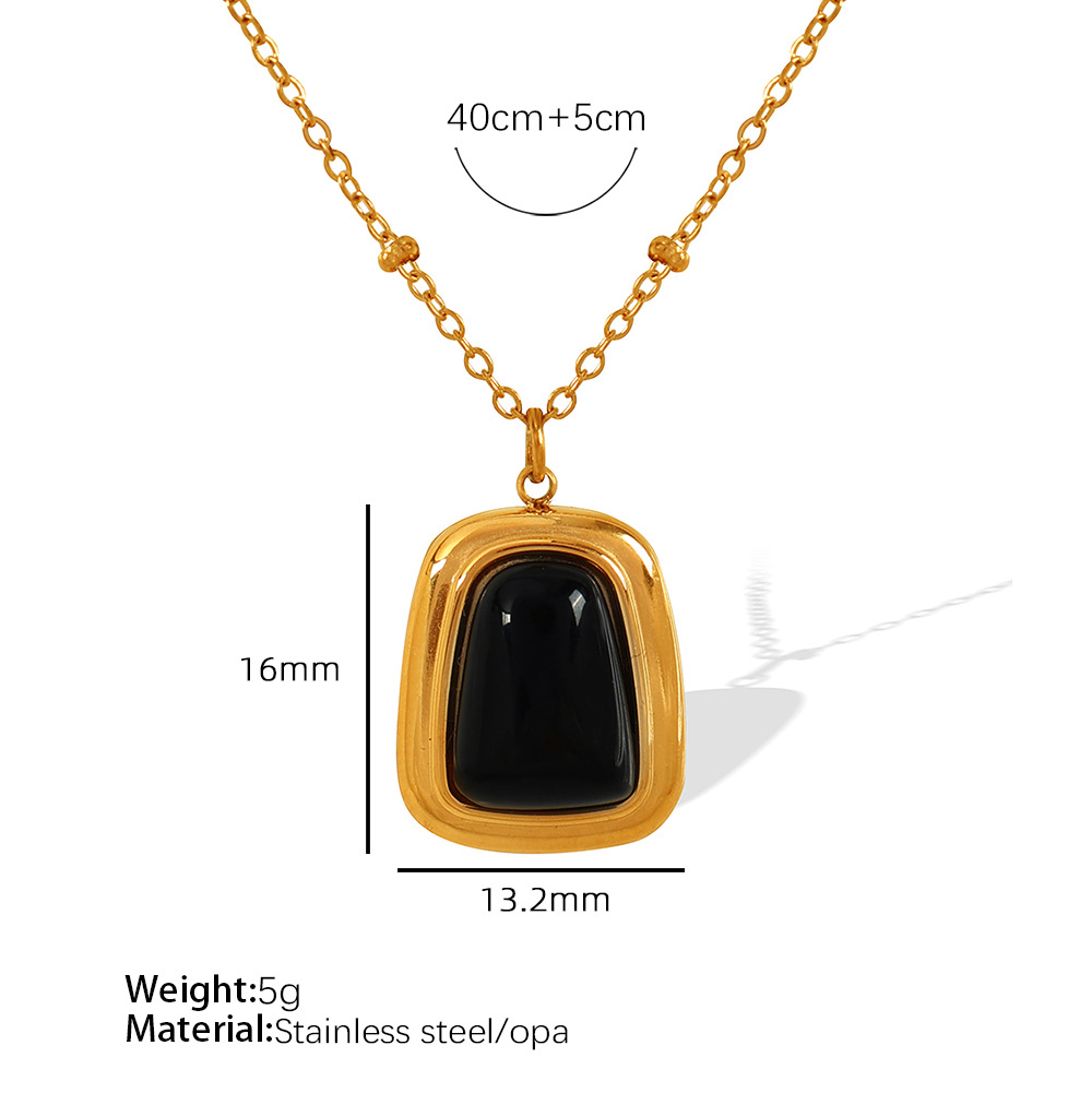 Black cat eye stone necklace