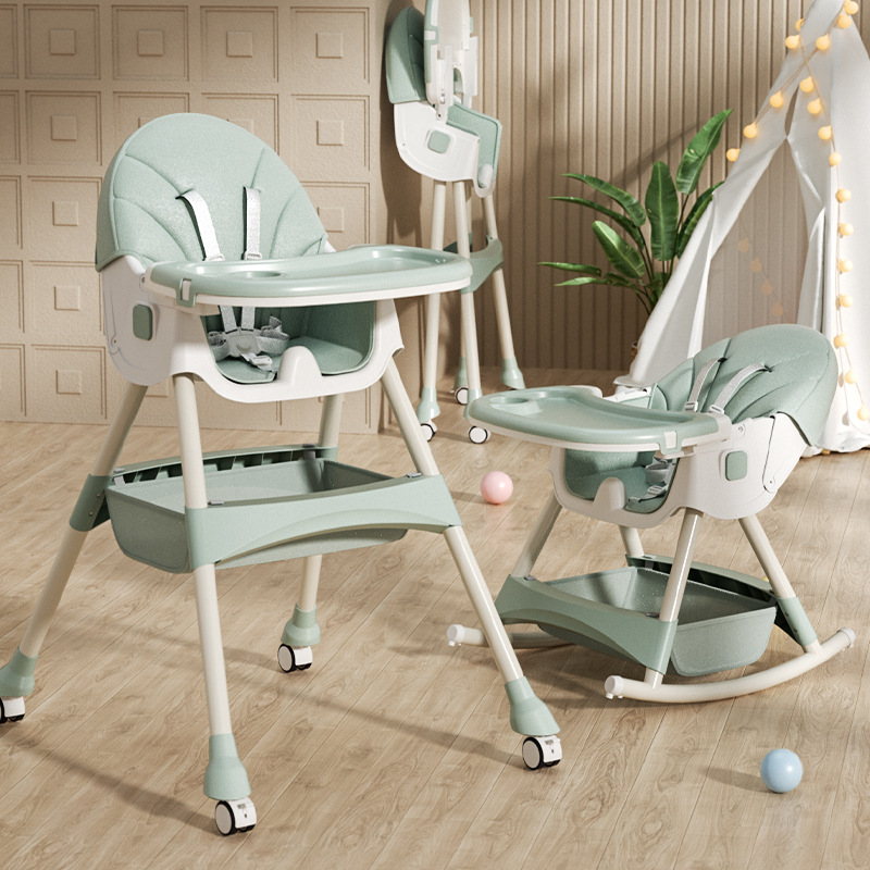 The flagship Avocado Green upgrade Rocking horse   Universal wheel   recline and folding plate