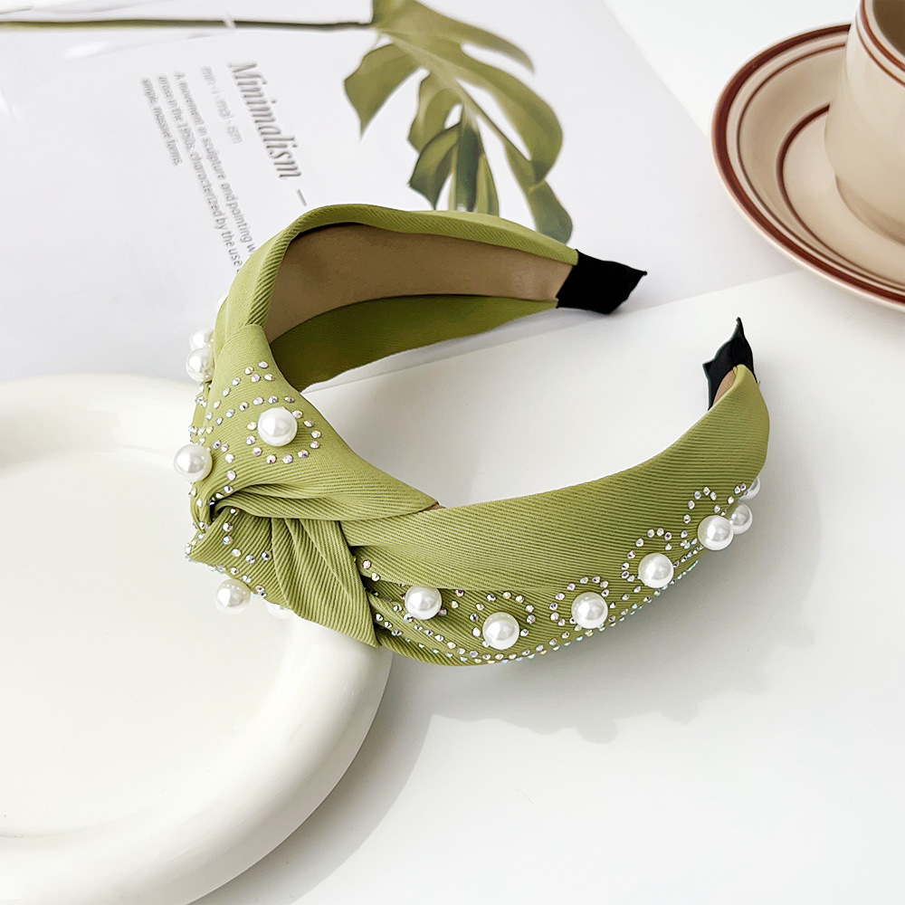 Pearl iron drill knot headband - fruit green