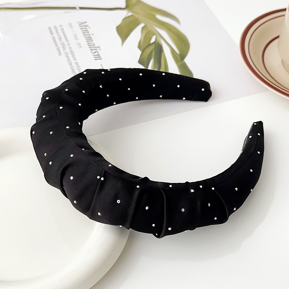 1:Iron drill pleated sponge headband - black