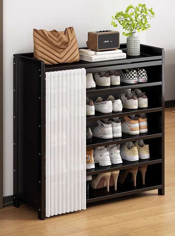 Black cloth curtain shoe rack 6 layers 80cm