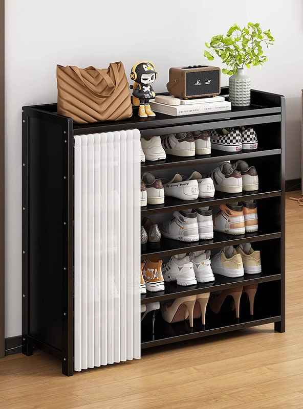 Black curtain shoe rack 6 layers 90cm