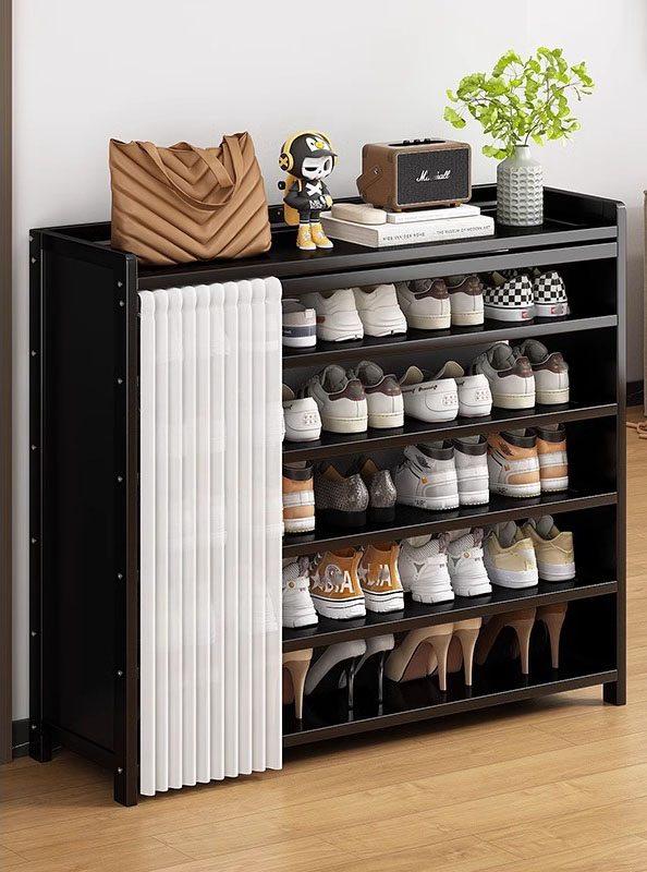 Black cloth curtain shoe rack 6 layers 100cm