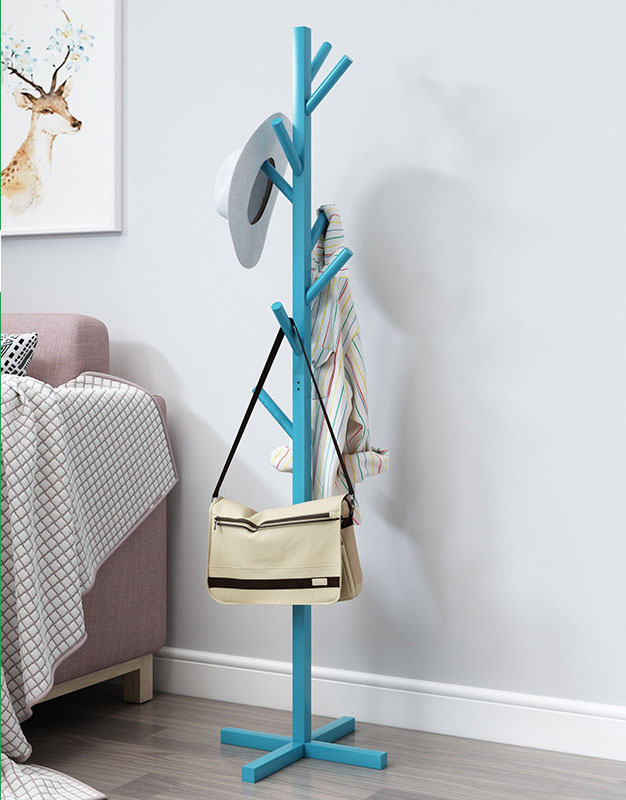 Bamboo cross coat stand - blue