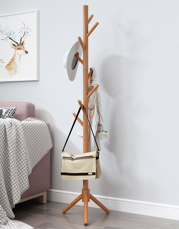 Bamboo triangle base coat stand - primary color