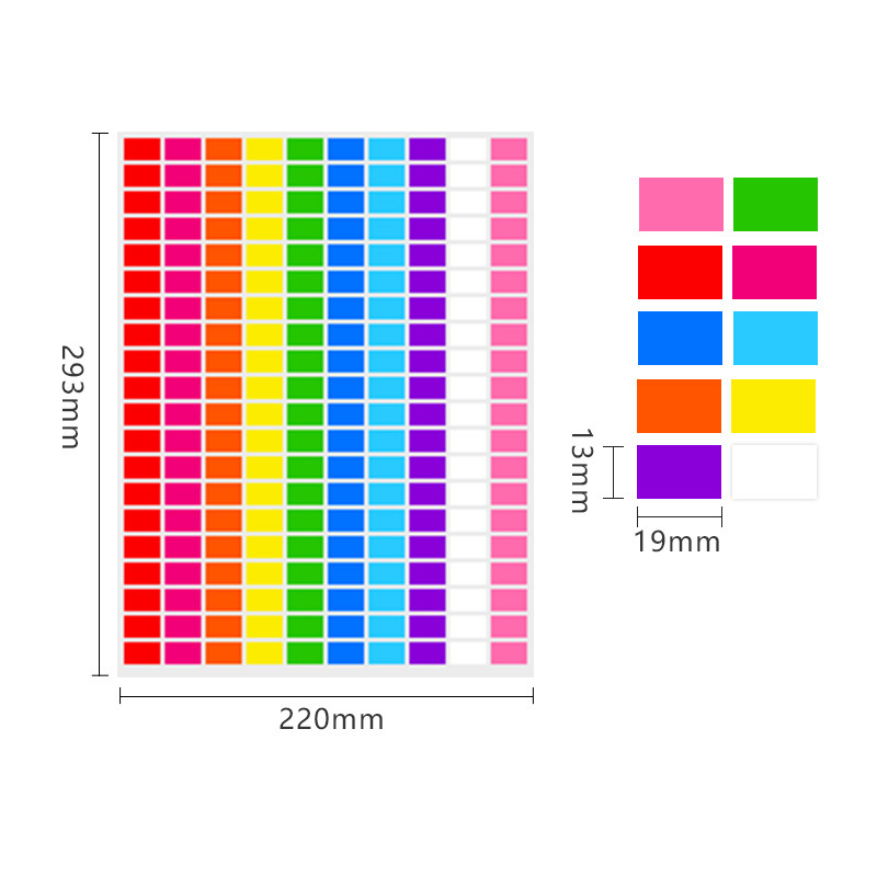 13*19mm 10 colors (200 pieces/sheet)