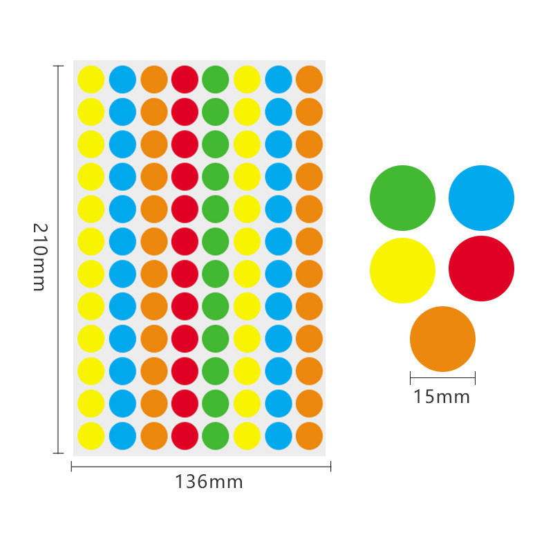 15mm 5 colors (96 pieces/sheet)