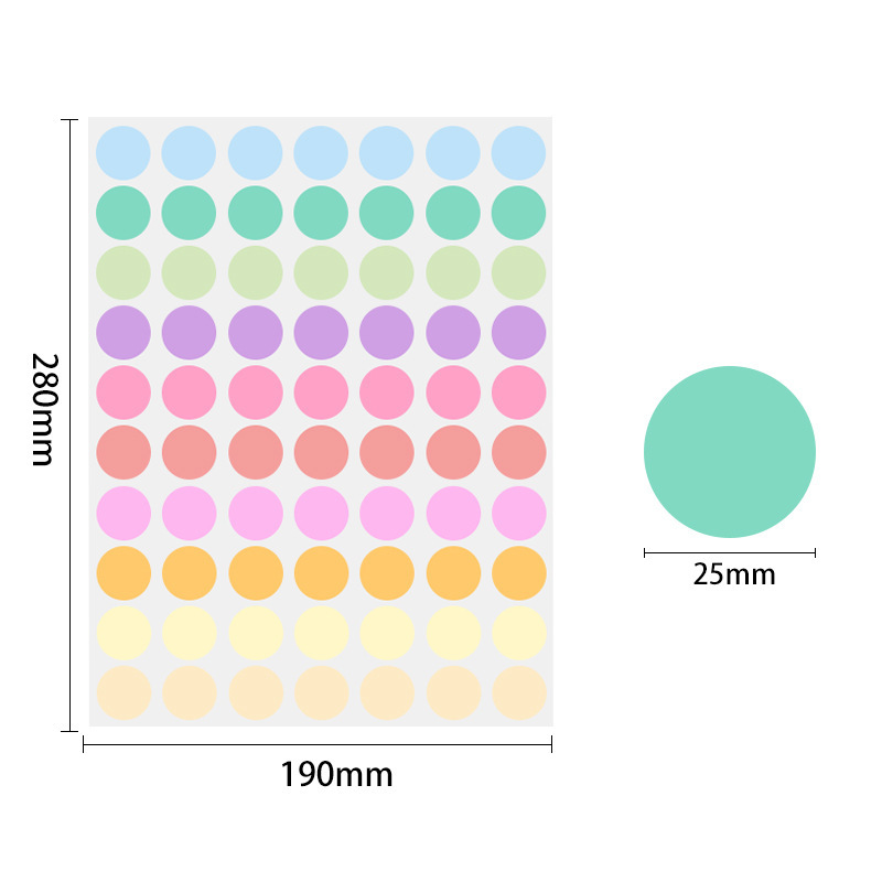 25mm D 10 colors (70 pieces/sheet)