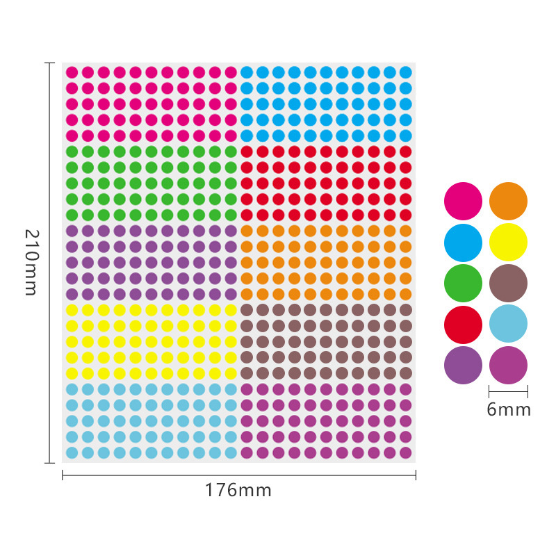 6mm 10 colors (550 pieces/sheet)