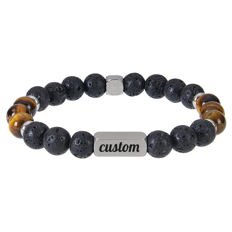 1:Tiger Eye Stone volcanic stone bracelet